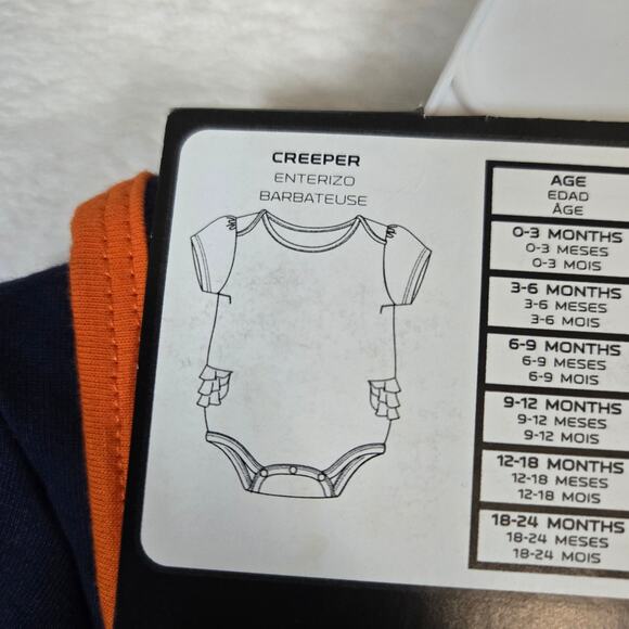 Syracuse Orange Baby 3 piece Outfit Set 12 month One piece, booties, bib 0705 - Picture 7 of 9